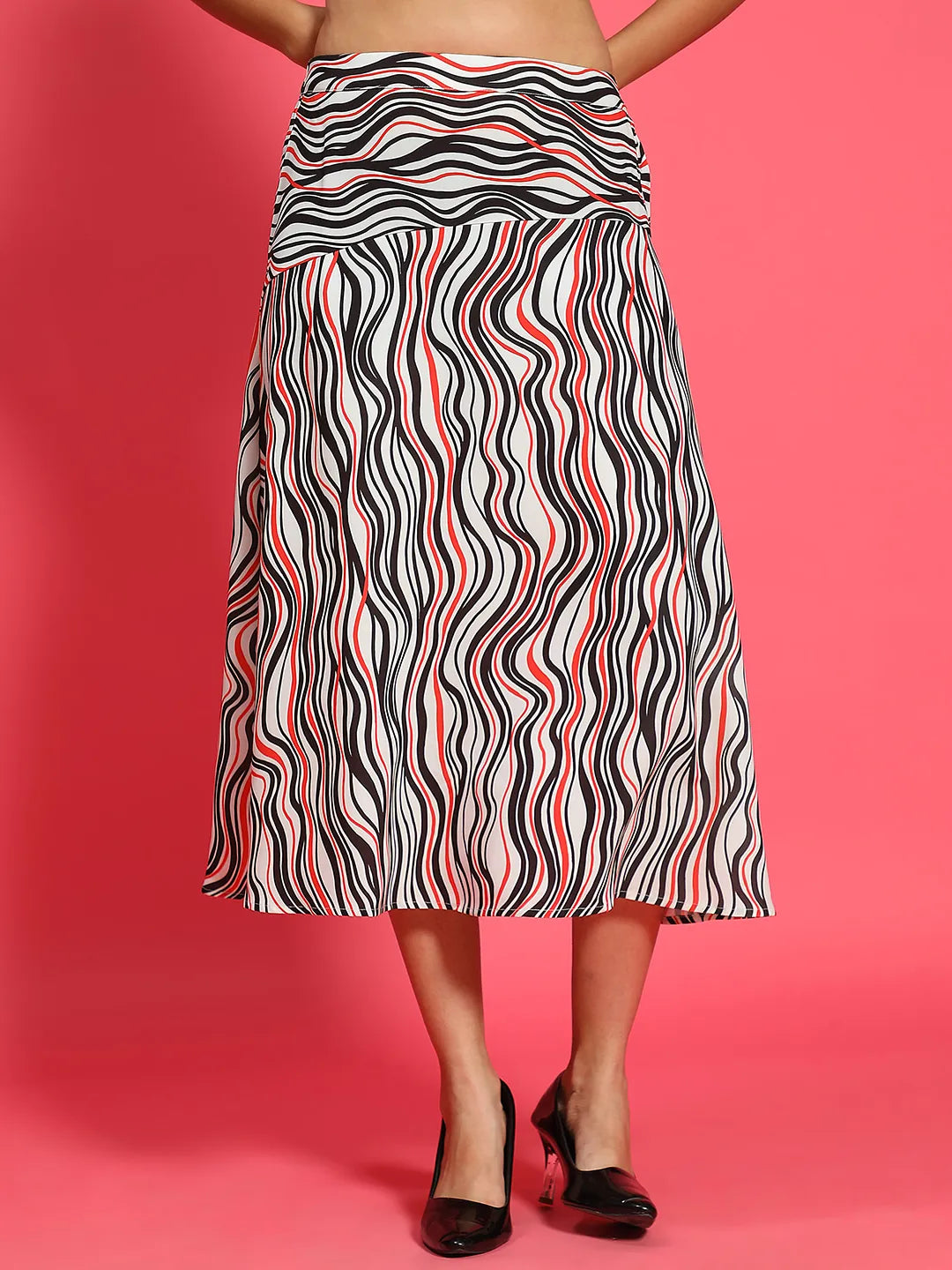 Multicolor Printed Elasticated Women Flare Skirt