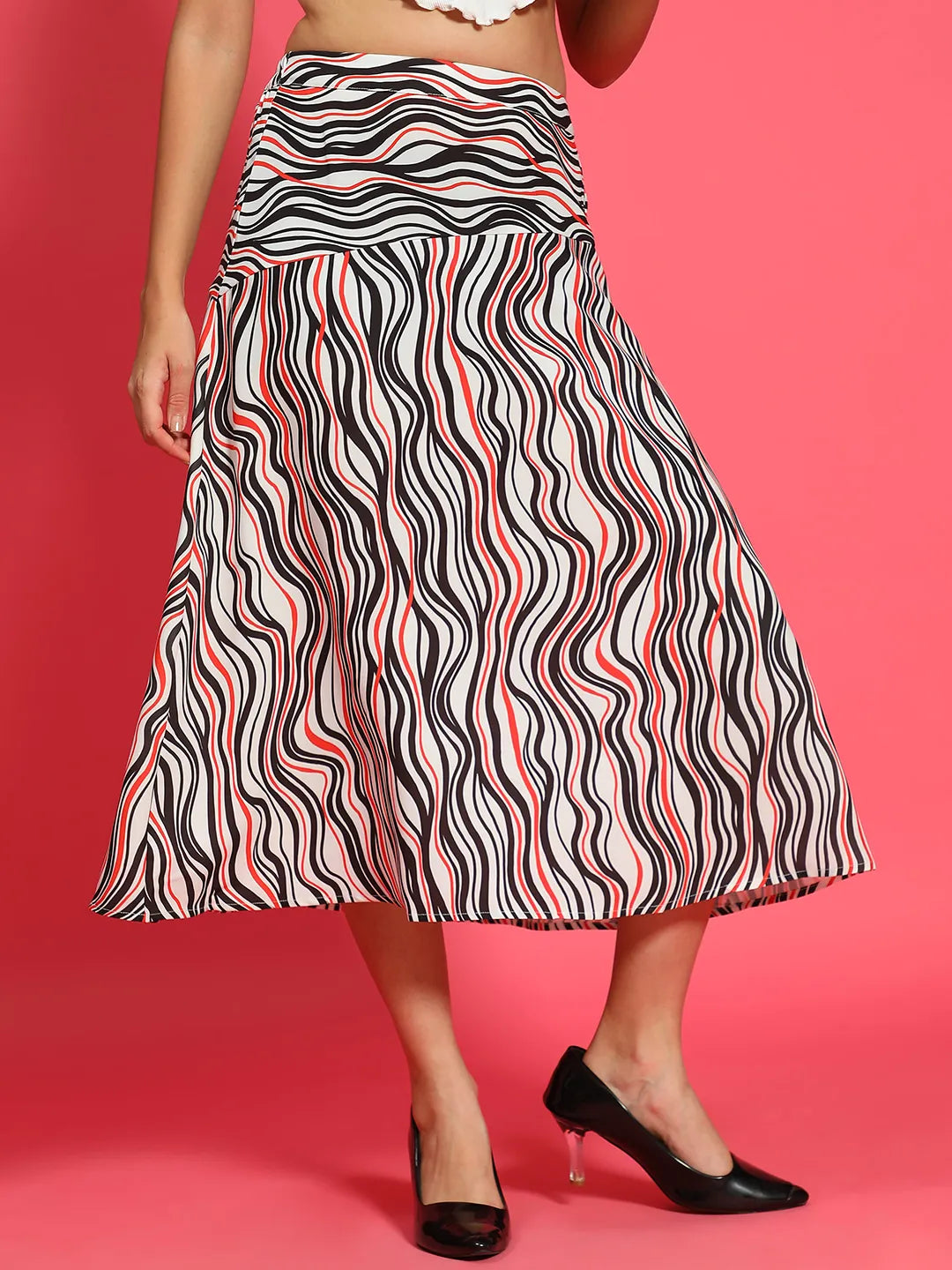 Multicolor Printed Elasticated Women Flare Skirt