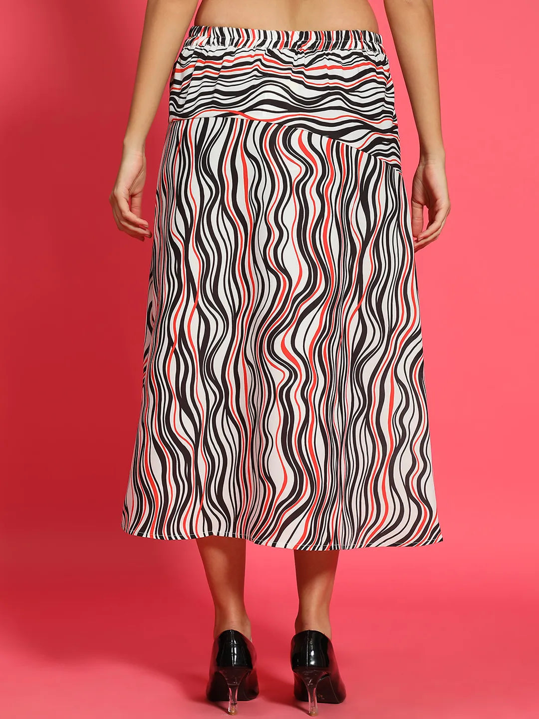 Multicolor Printed Elasticated Women Flare Skirt