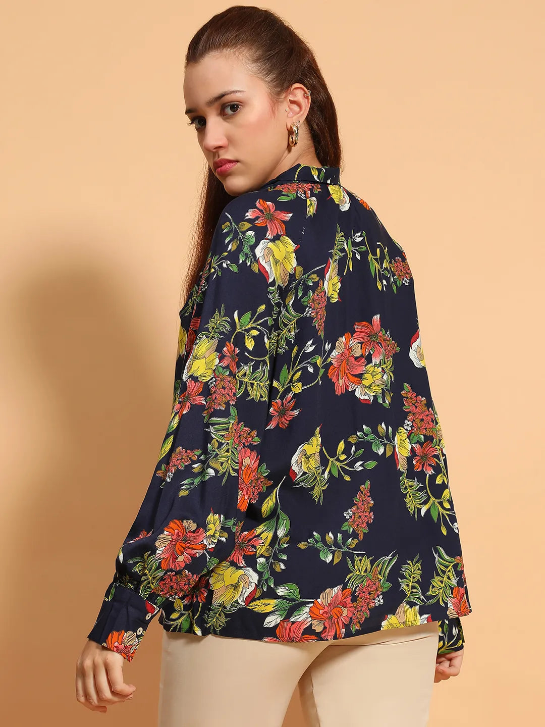 Miss Multicolor Floral Print Long Sleeve Women Shirt