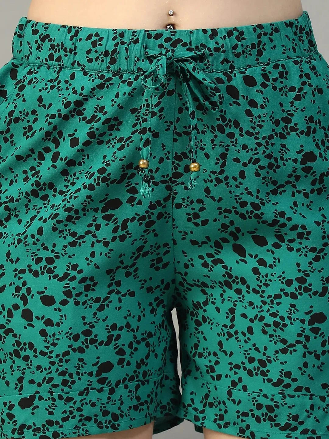 Green Abstract Print Nightwear Short