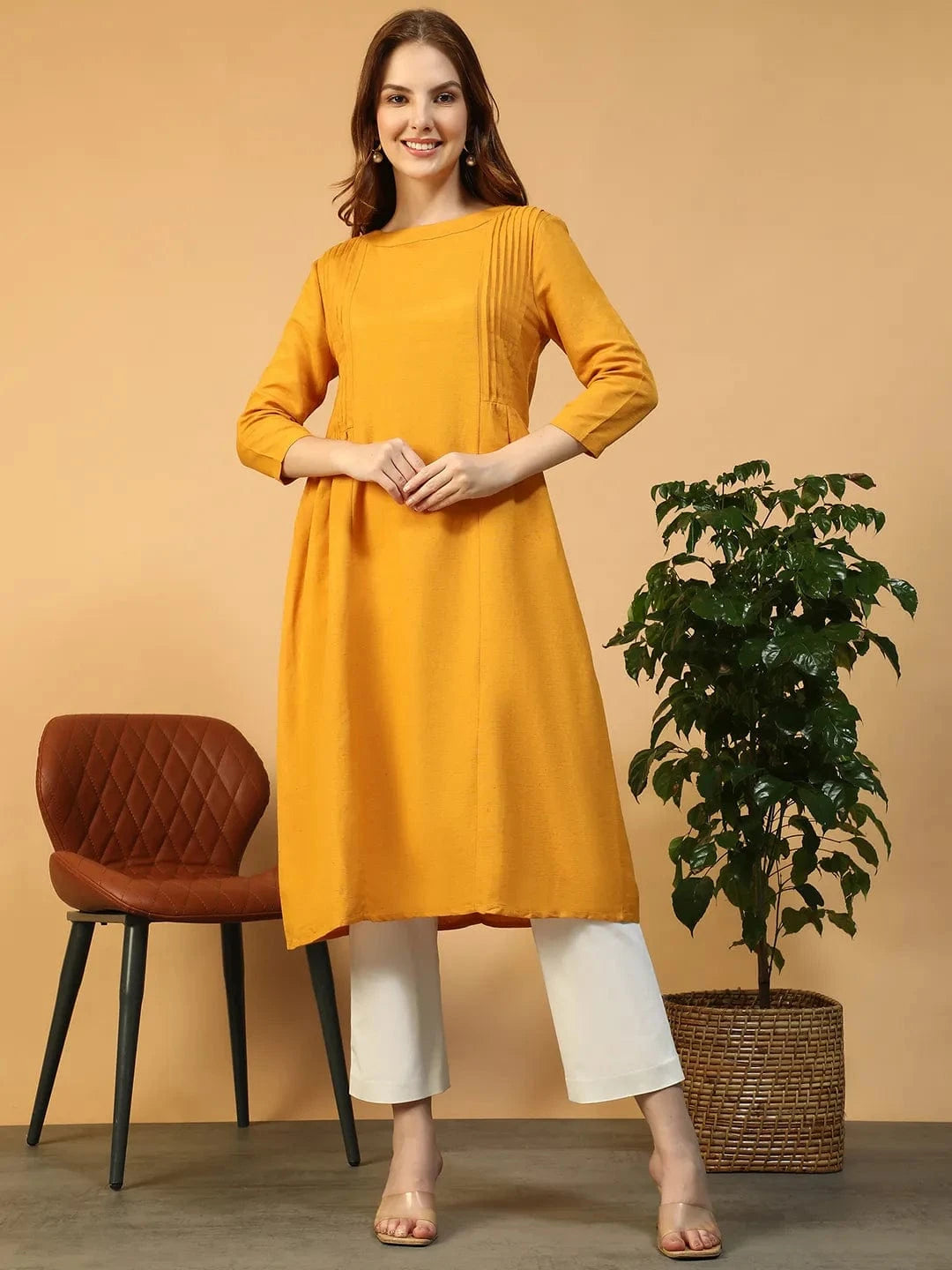 Yellow Cotton Linen Tunic