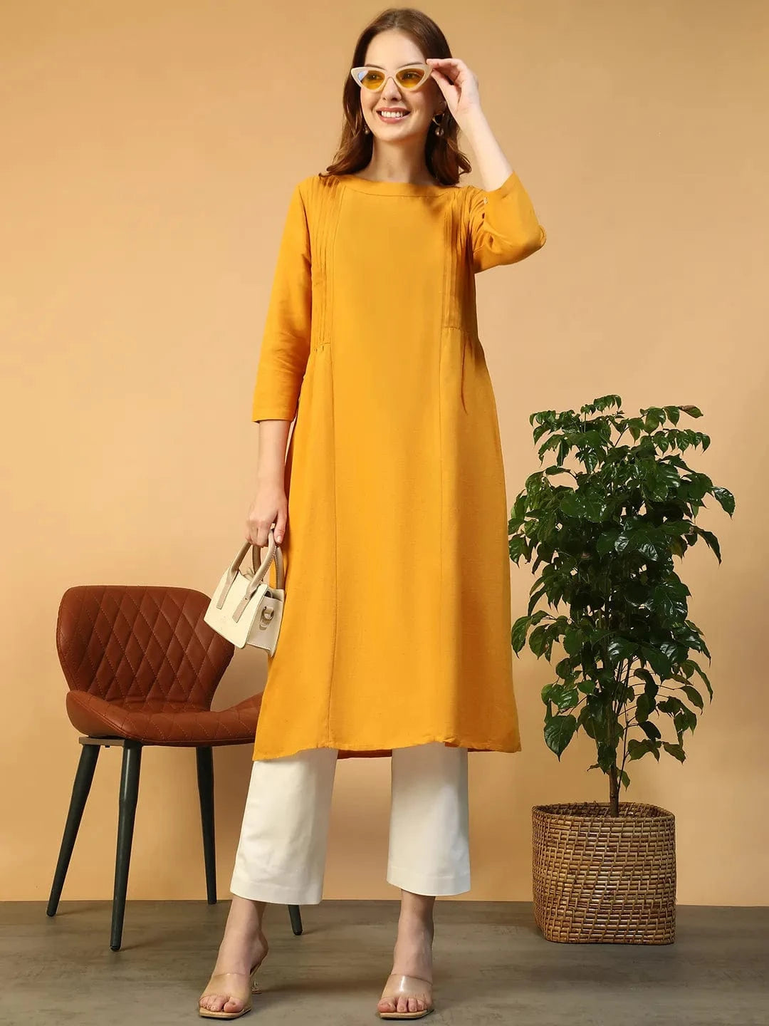 Yellow Cotton Linen Tunic