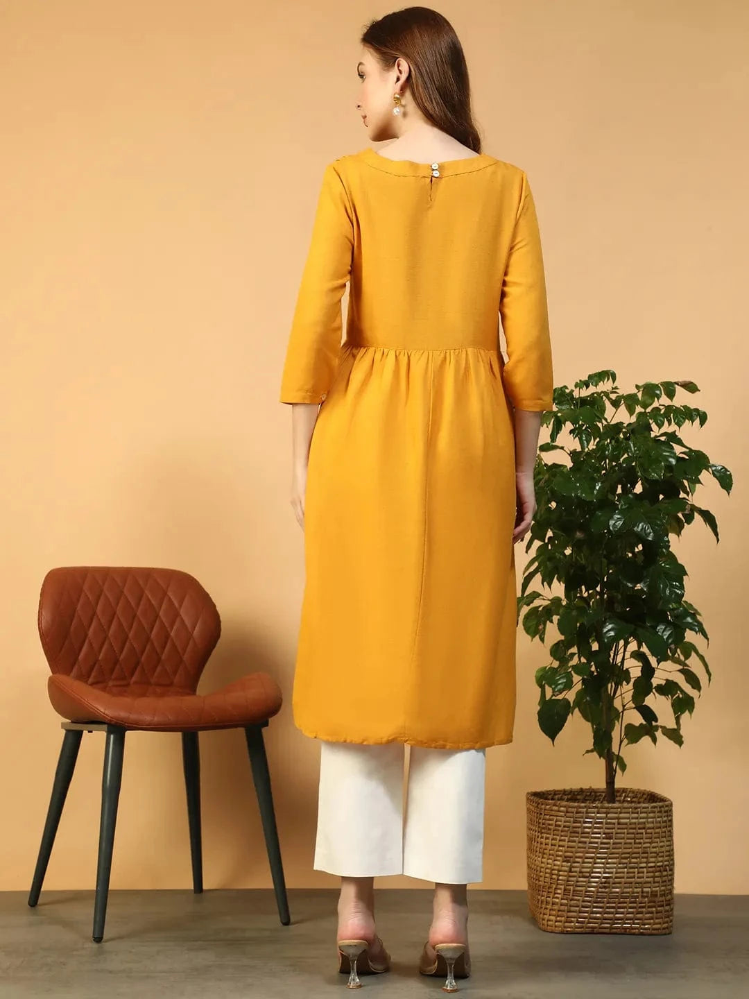 Yellow Cotton Linen Tunic