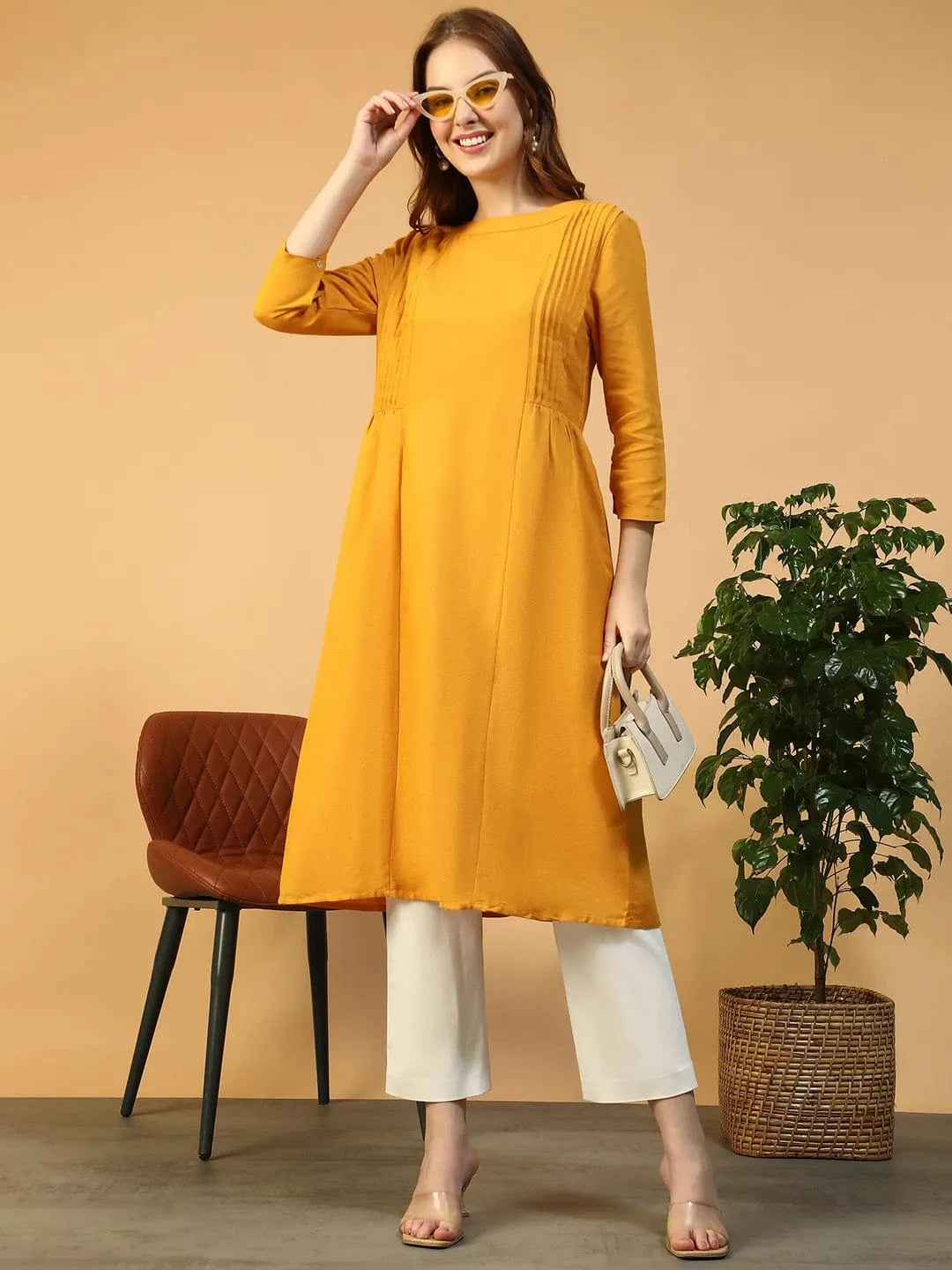Yellow Cotton Linen Tunic