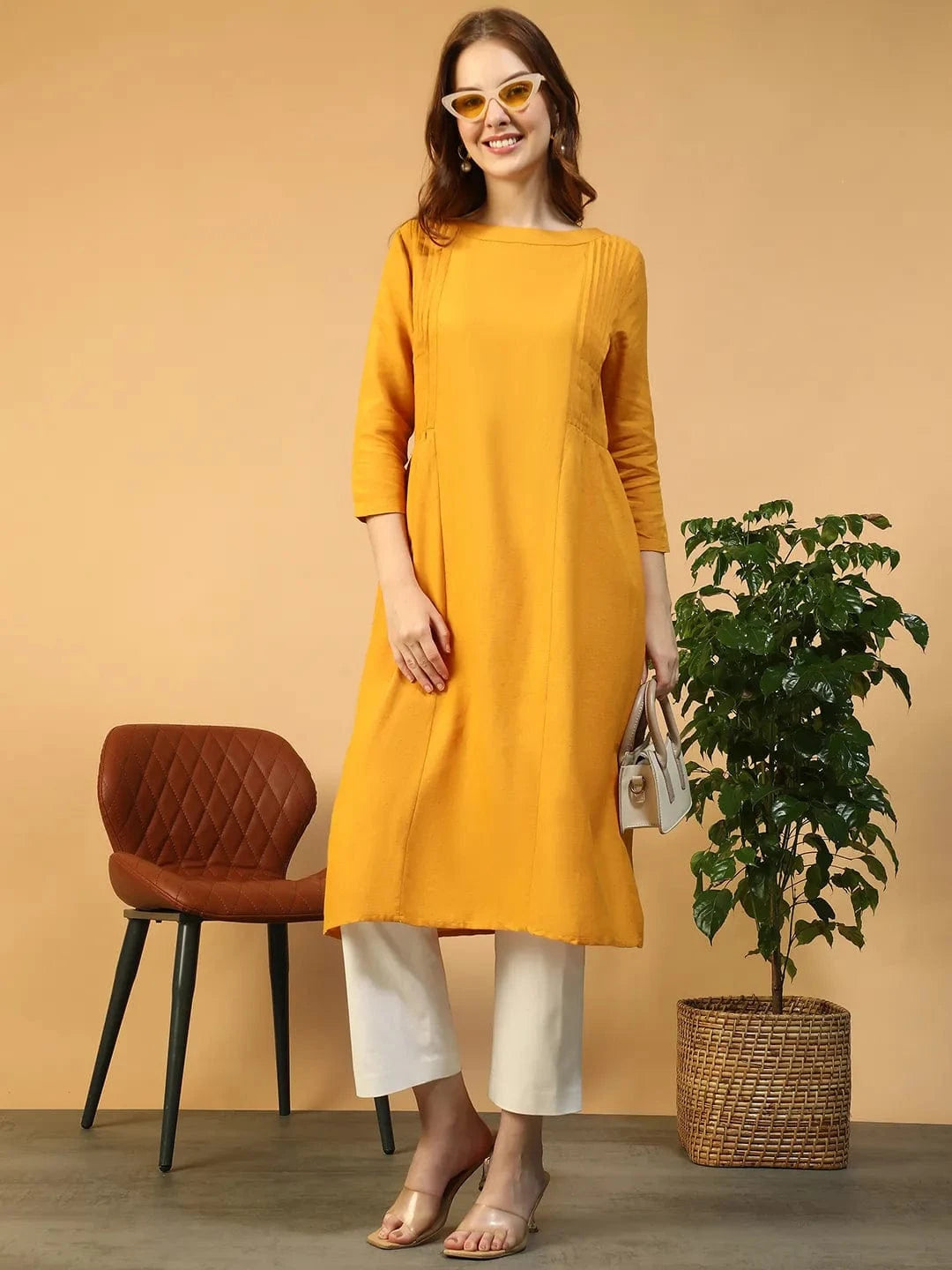 Yellow Cotton Linen Tunic