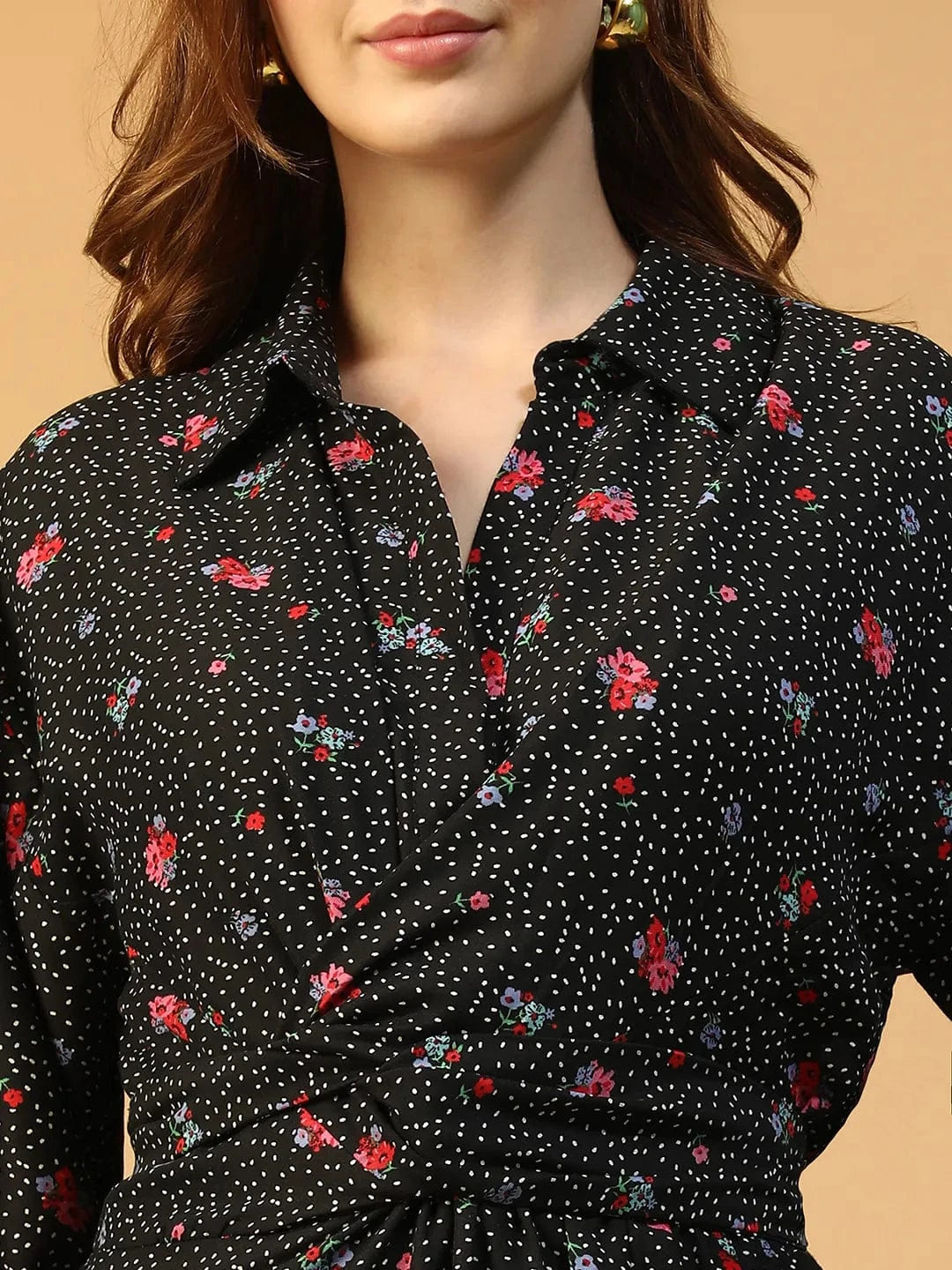 Black Floral Print Dress