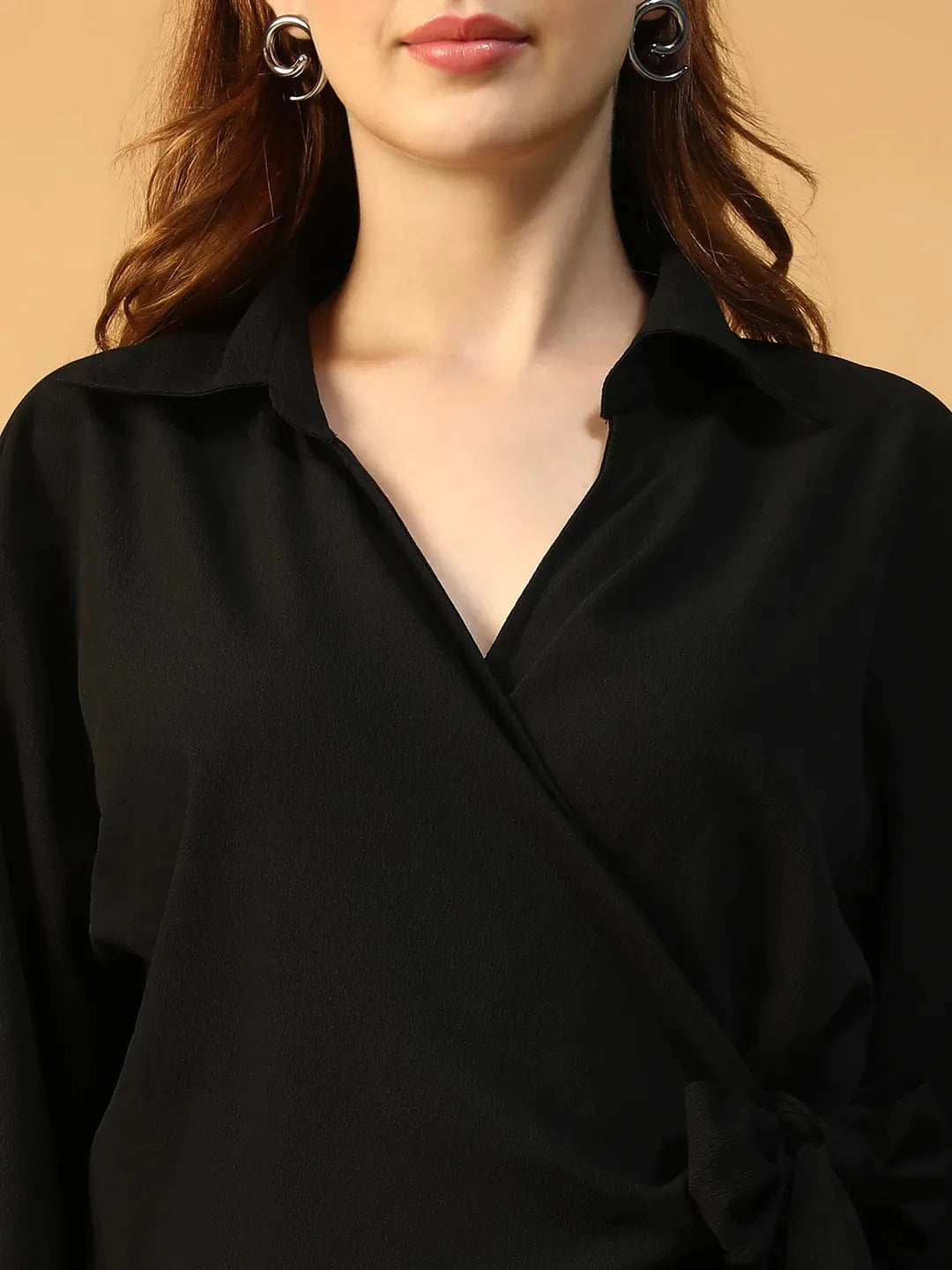 Women Black Wrap Dress
