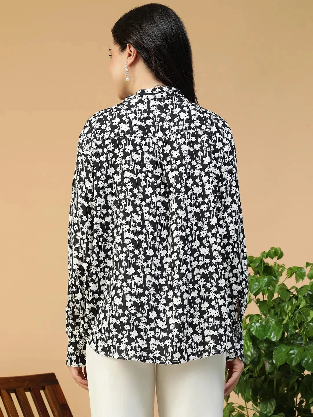 Black Floral Print Shirt