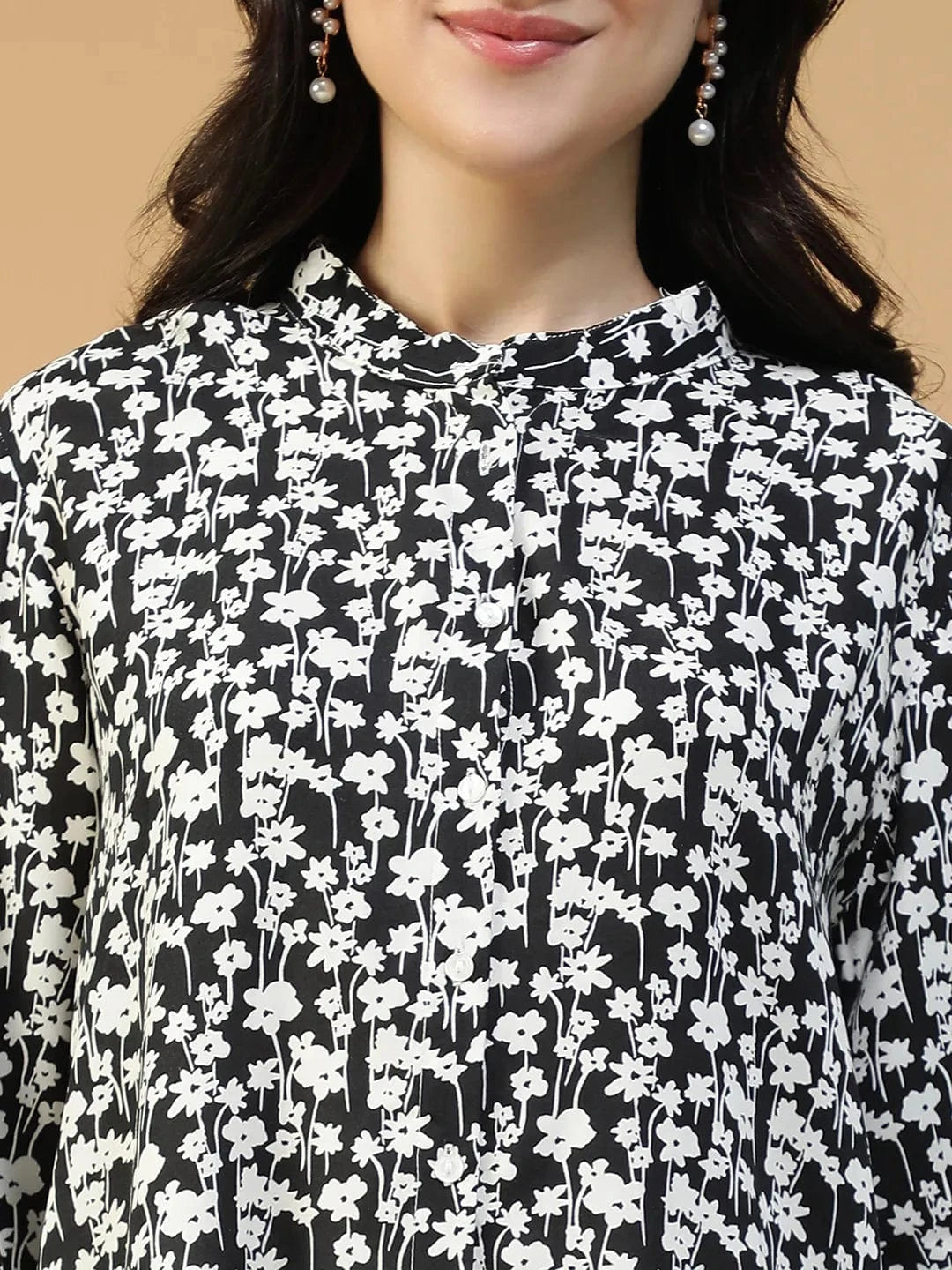 Black Floral Print Shirt