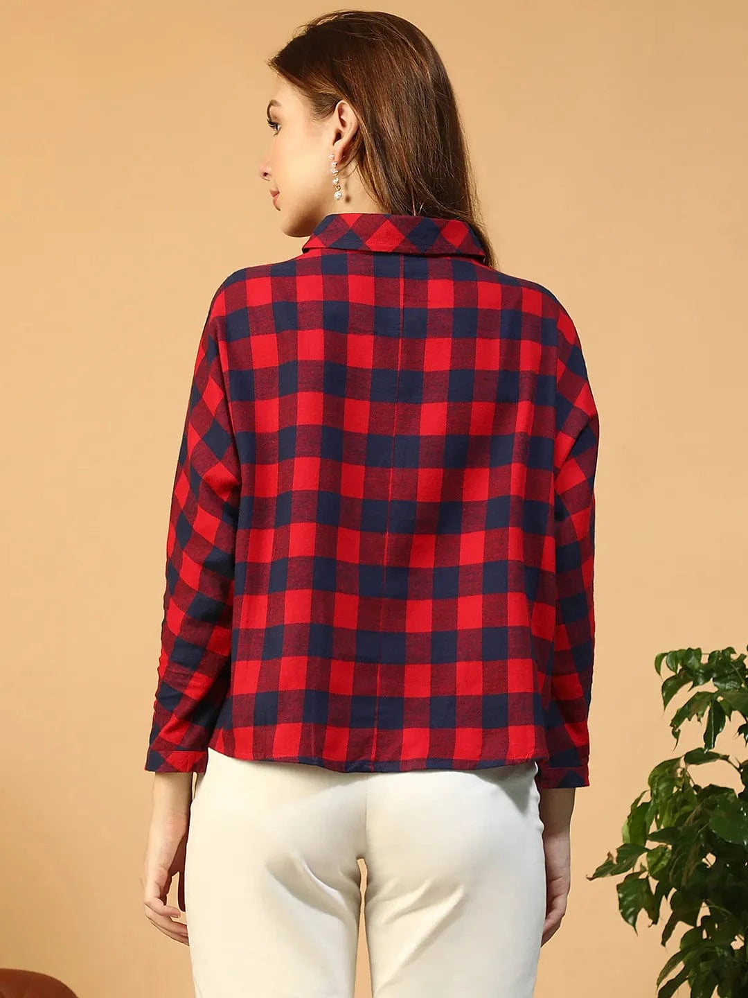Red Check Print Cotton Shirt
