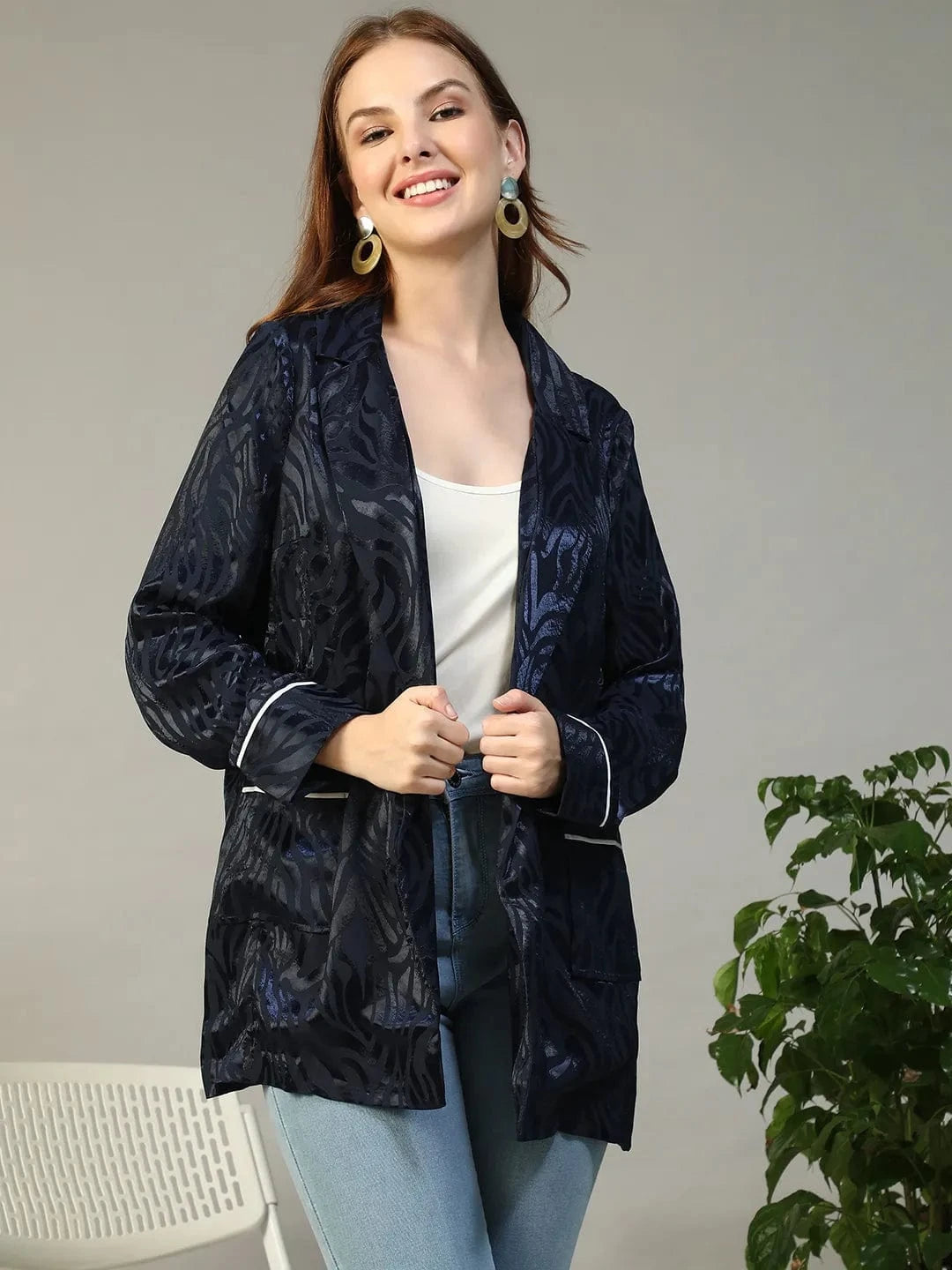 Navy Blue Women Blazer