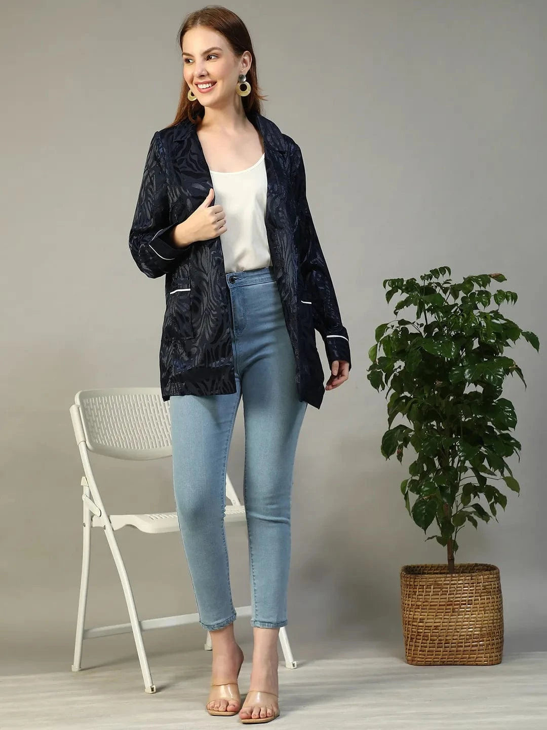 Navy Blue Women Blazer