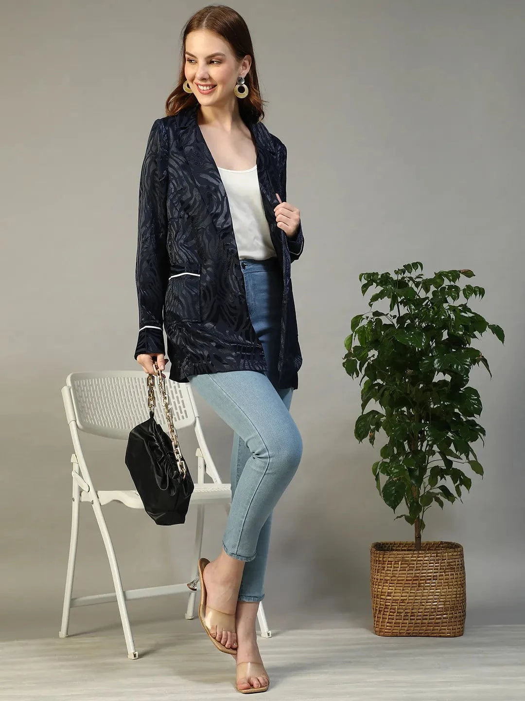 Navy Blue Women Blazer