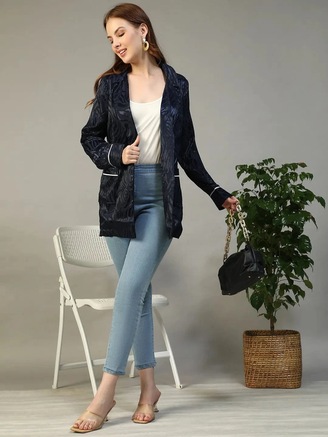 Navy Blue Women Blazer