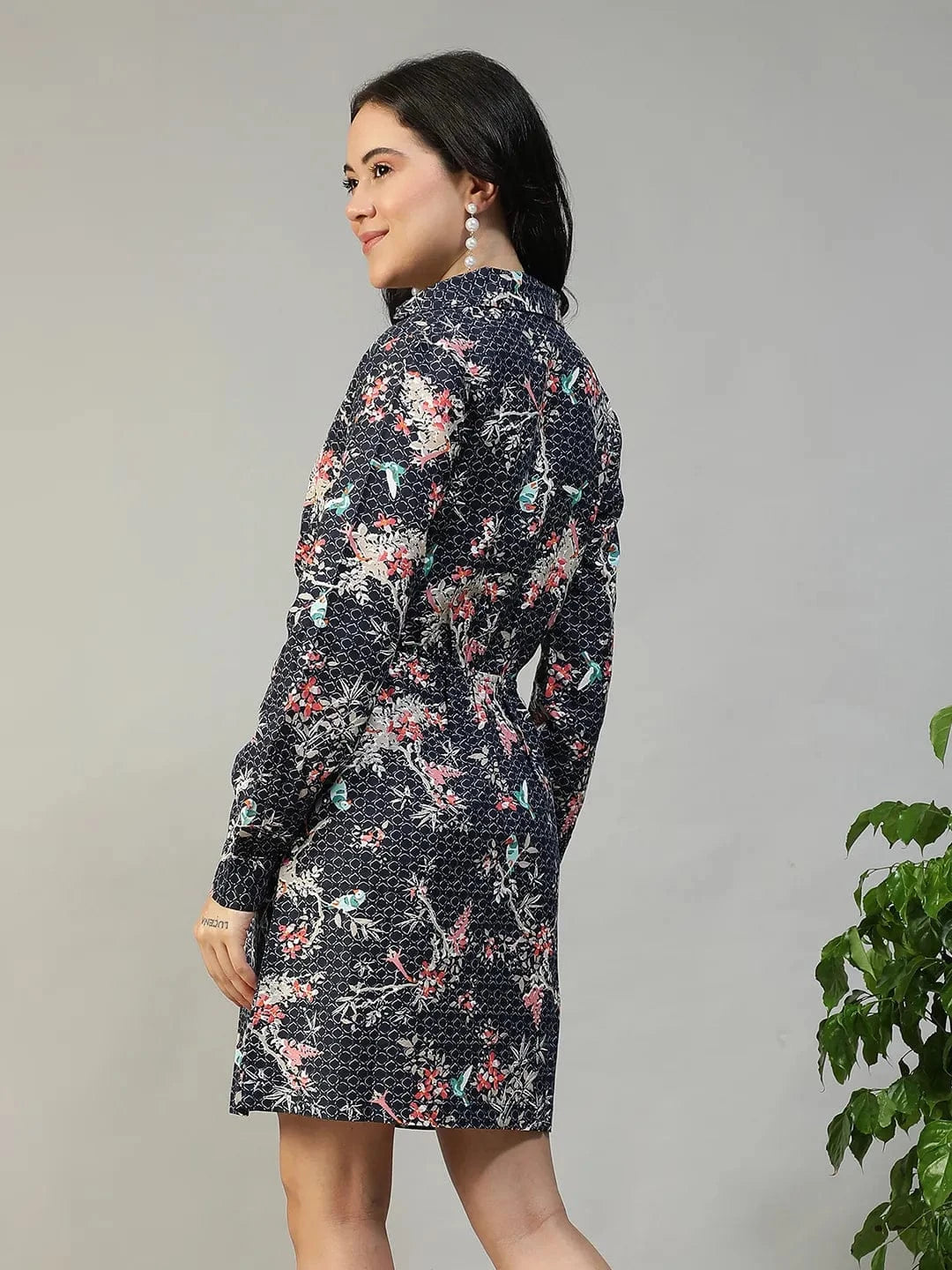 Blue Floral Print Dress