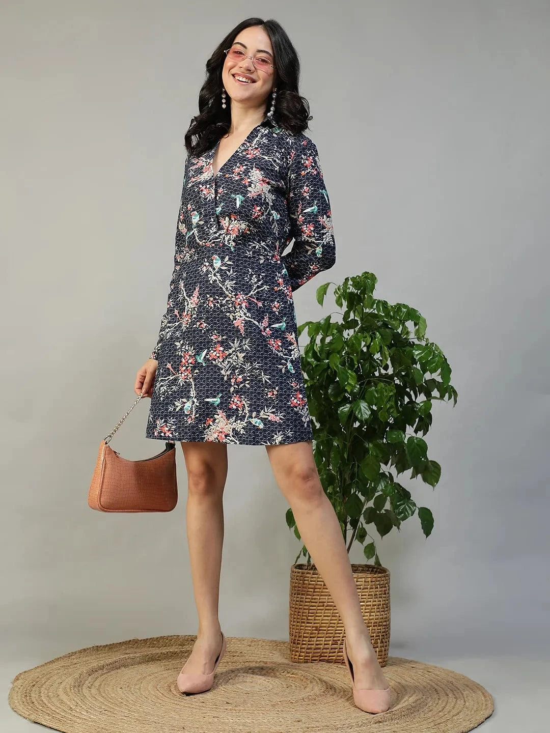 Blue Floral Print Dress