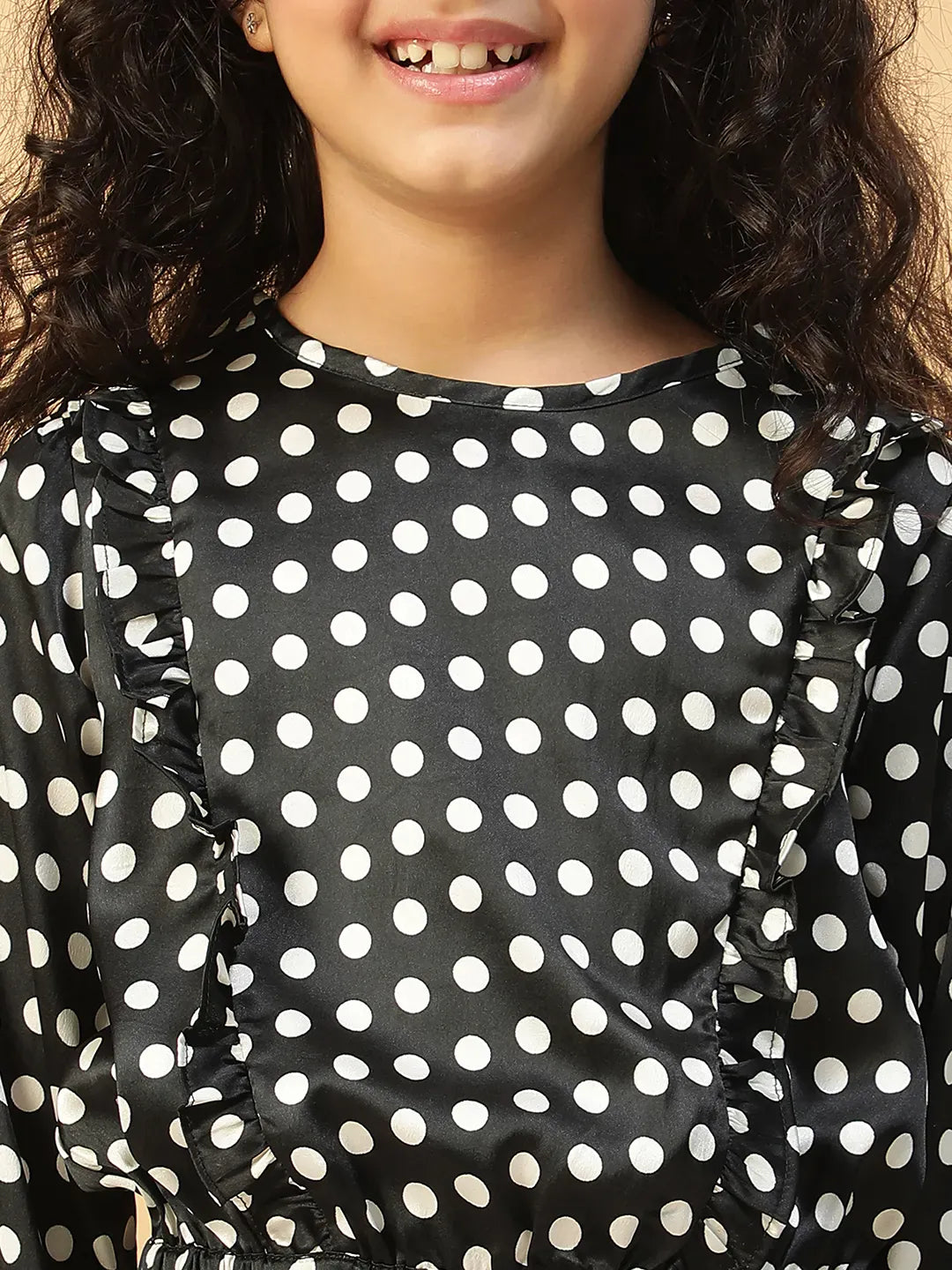 Kid Girl Black Polka Dot Jumpsuit