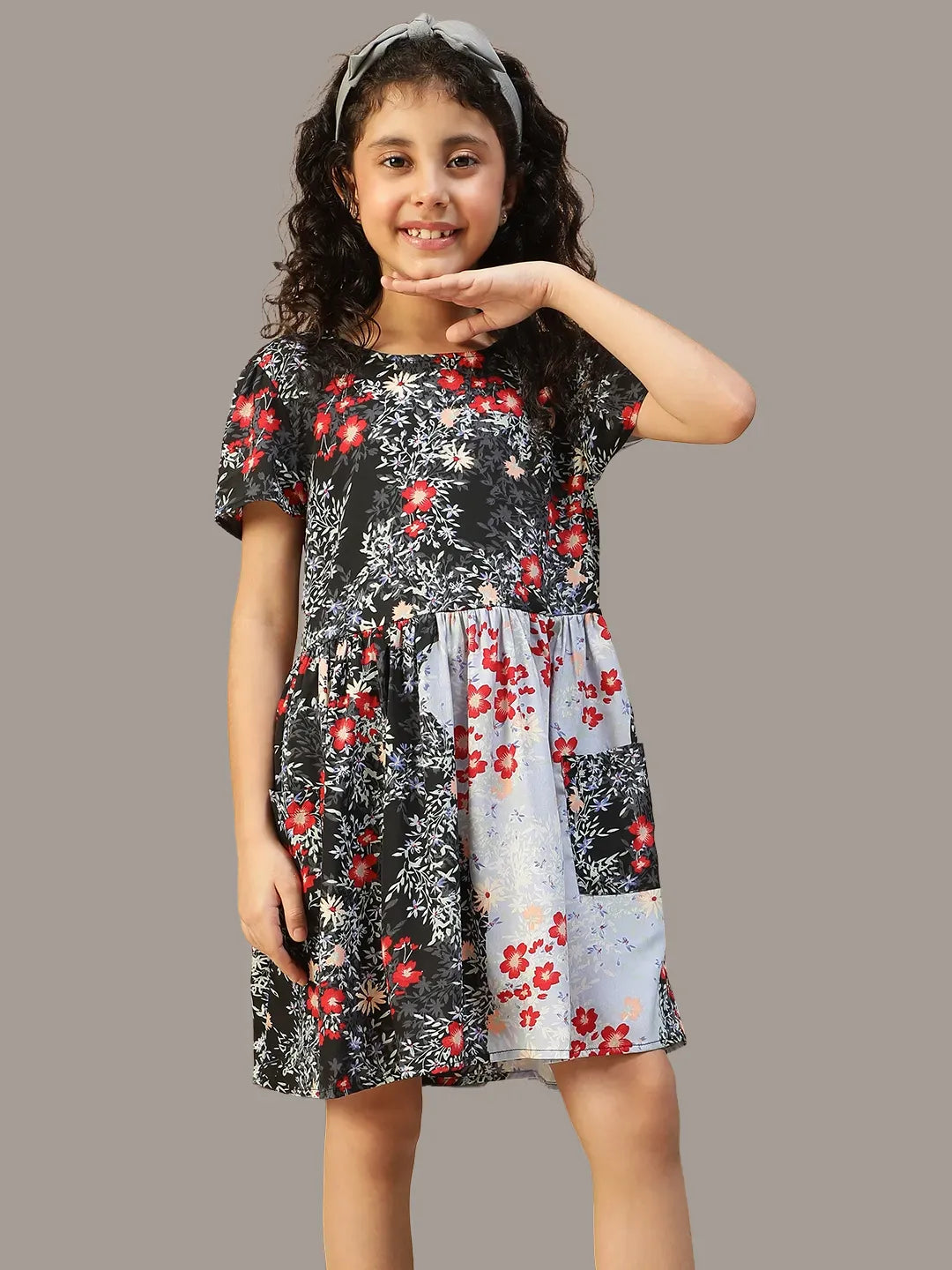 Kid Girl Multicolor Floral Print Dress