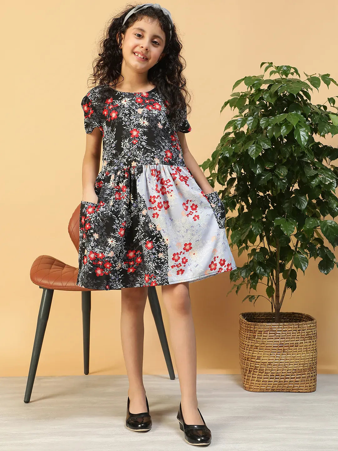 Kid Girl Multicolor Floral Print Dress
