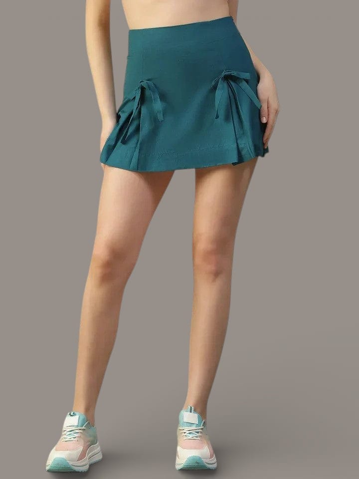 Blue Cotton Mini Skirt