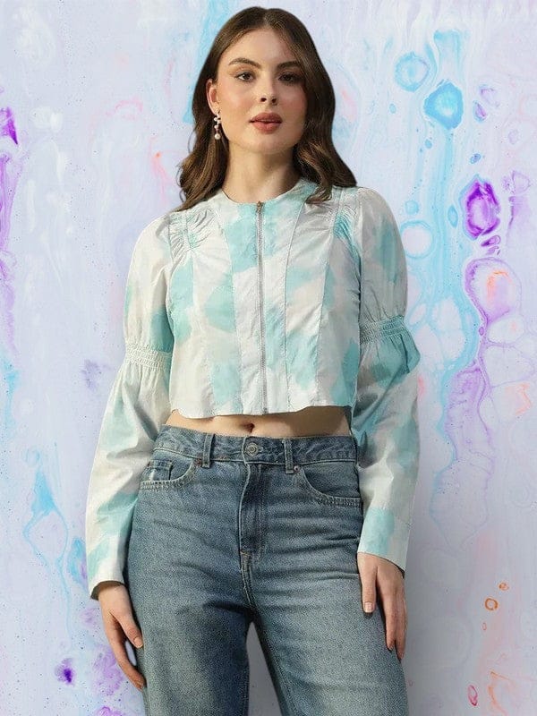 Blue Tie-Dye Crop Top