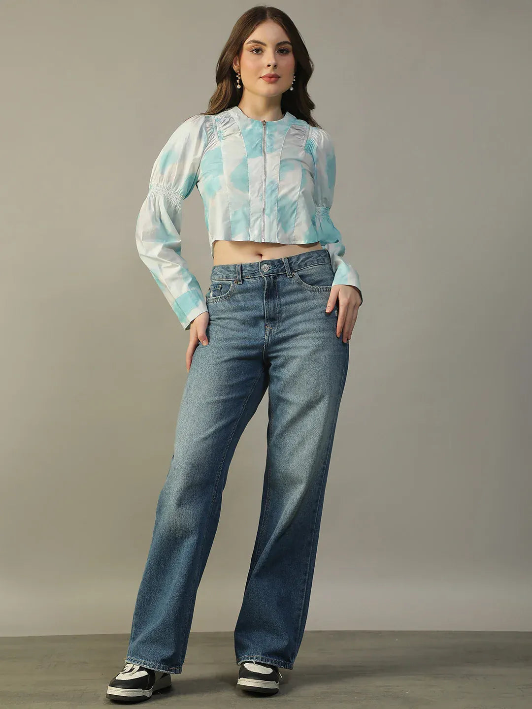 Blue Tie-Dye Crop Top