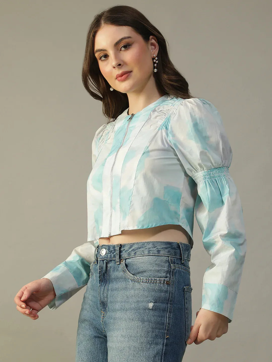 Blue Tie-Dye Crop Top