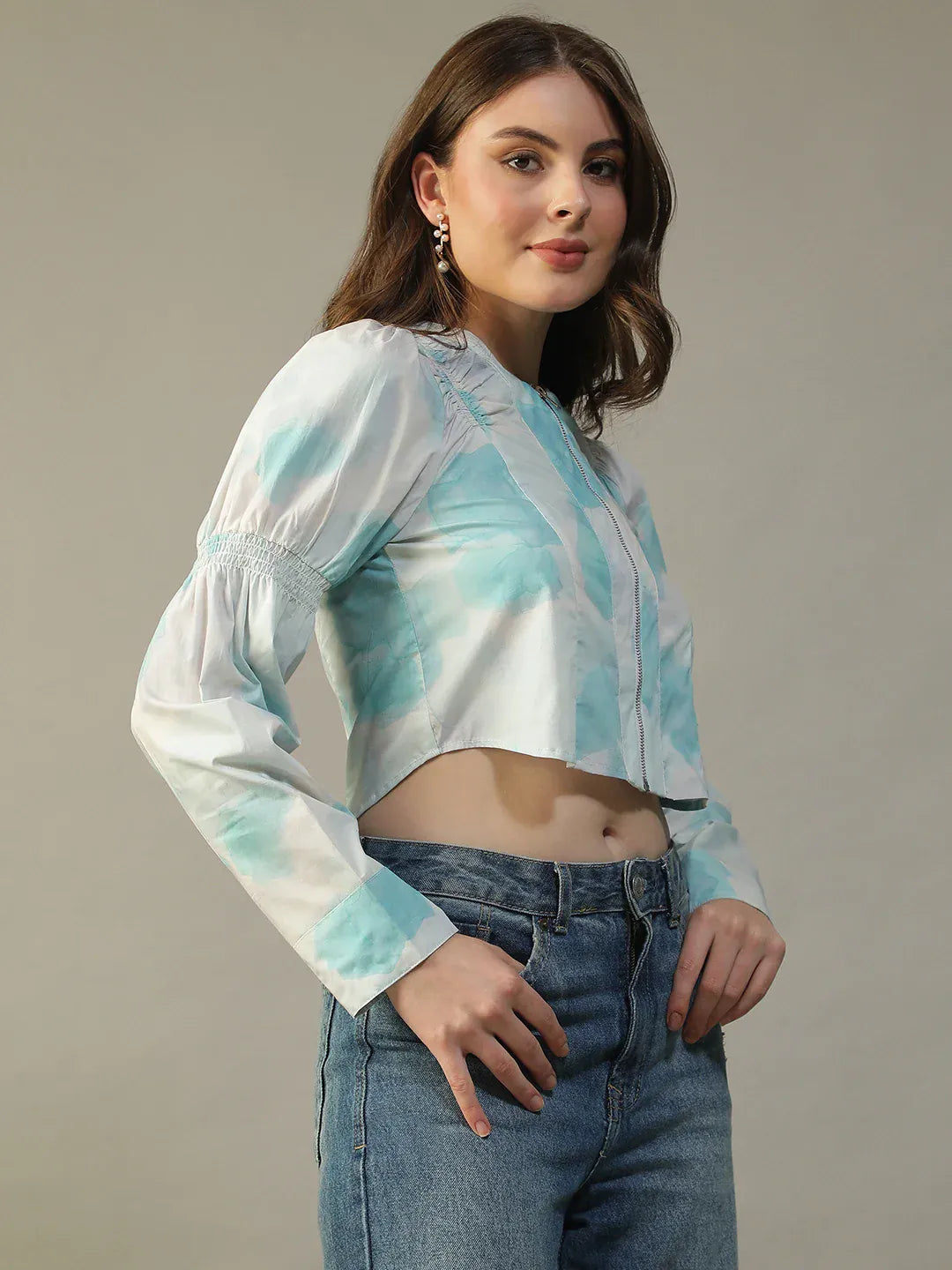 Blue Tie-Dye Crop Top