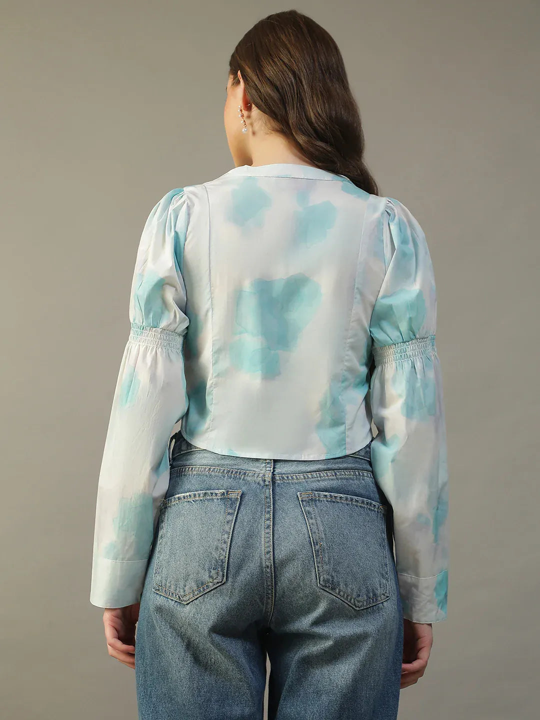 Blue Tie-Dye Crop Top