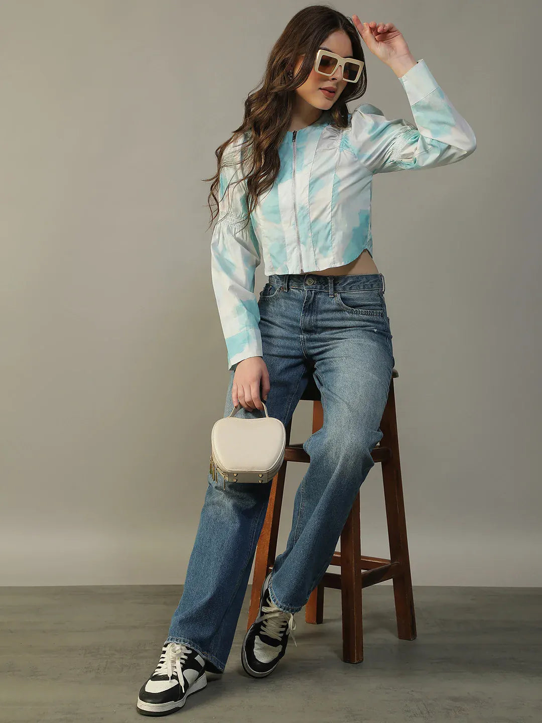 Blue Tie-Dye Crop Top