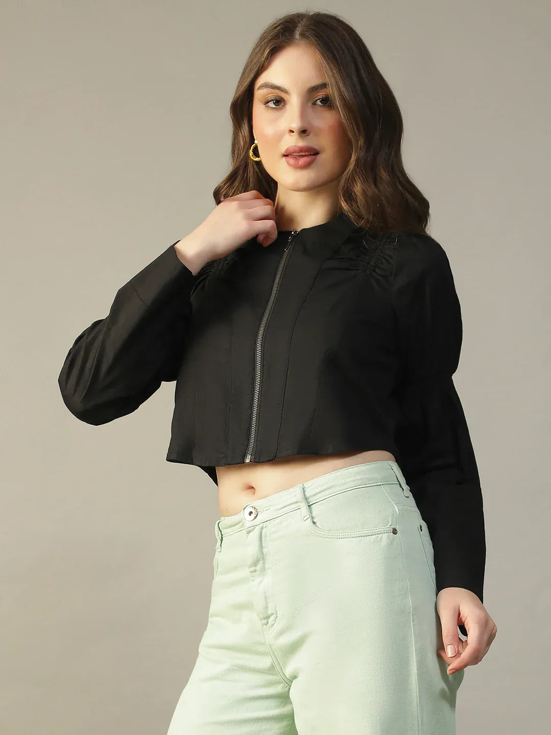 Black Cotton Crop Top