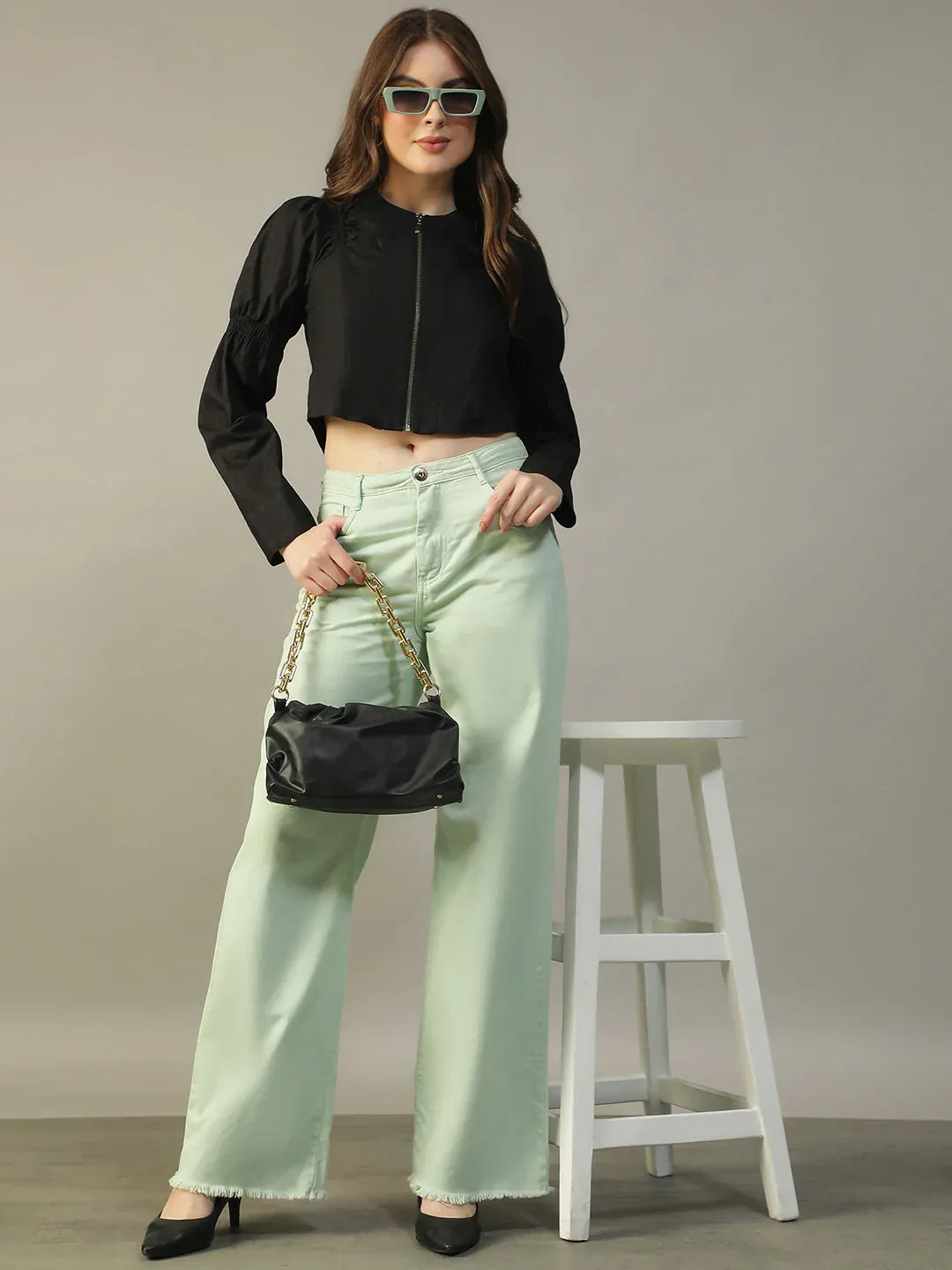 Black Cotton Crop Top