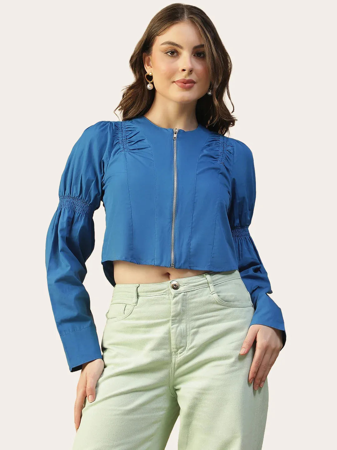 Blue Cotton Women’s  Crop Top
