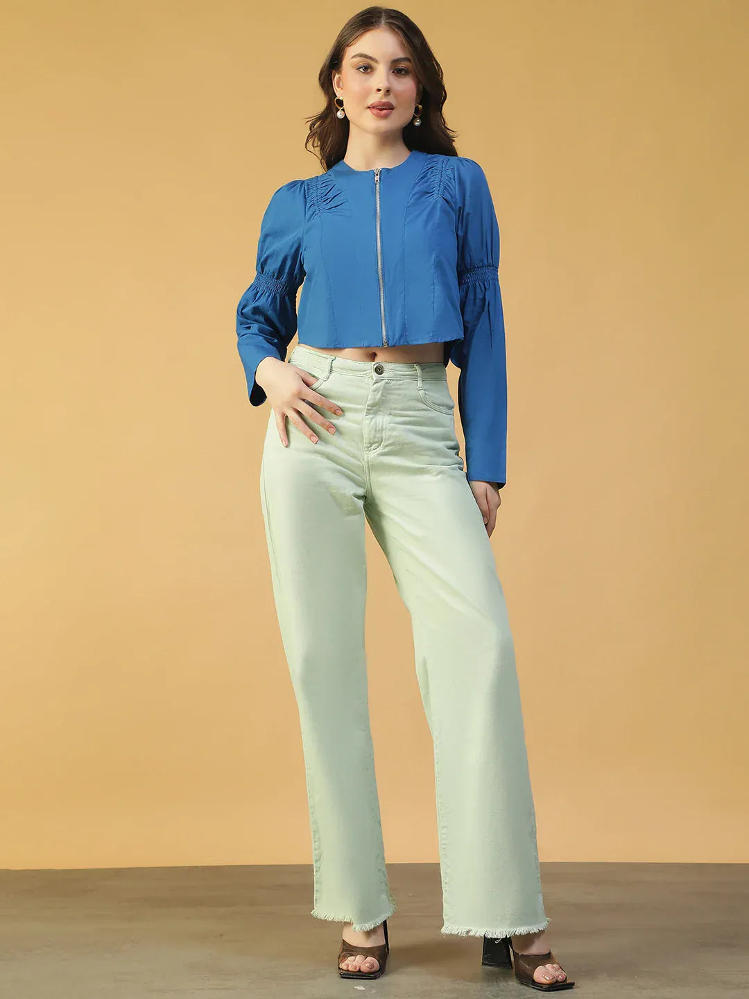 Blue Cotton Women’s  Crop Top