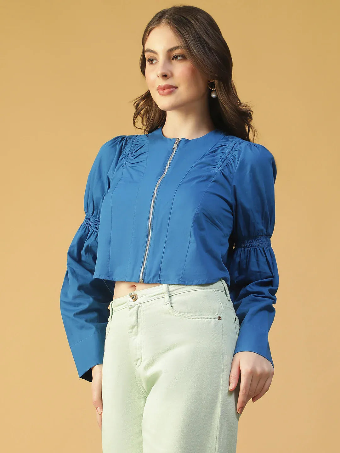 Blue Cotton Women’s  Crop Top