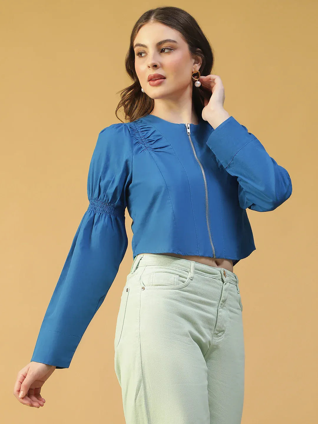 Blue Cotton Women’s  Crop Top
