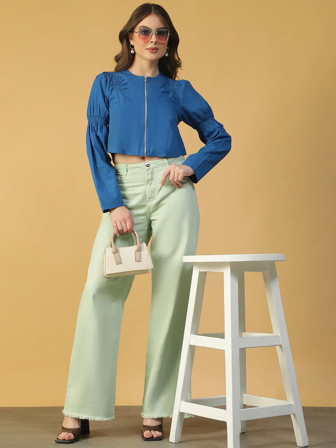 Blue Cotton Women’s  Crop Top