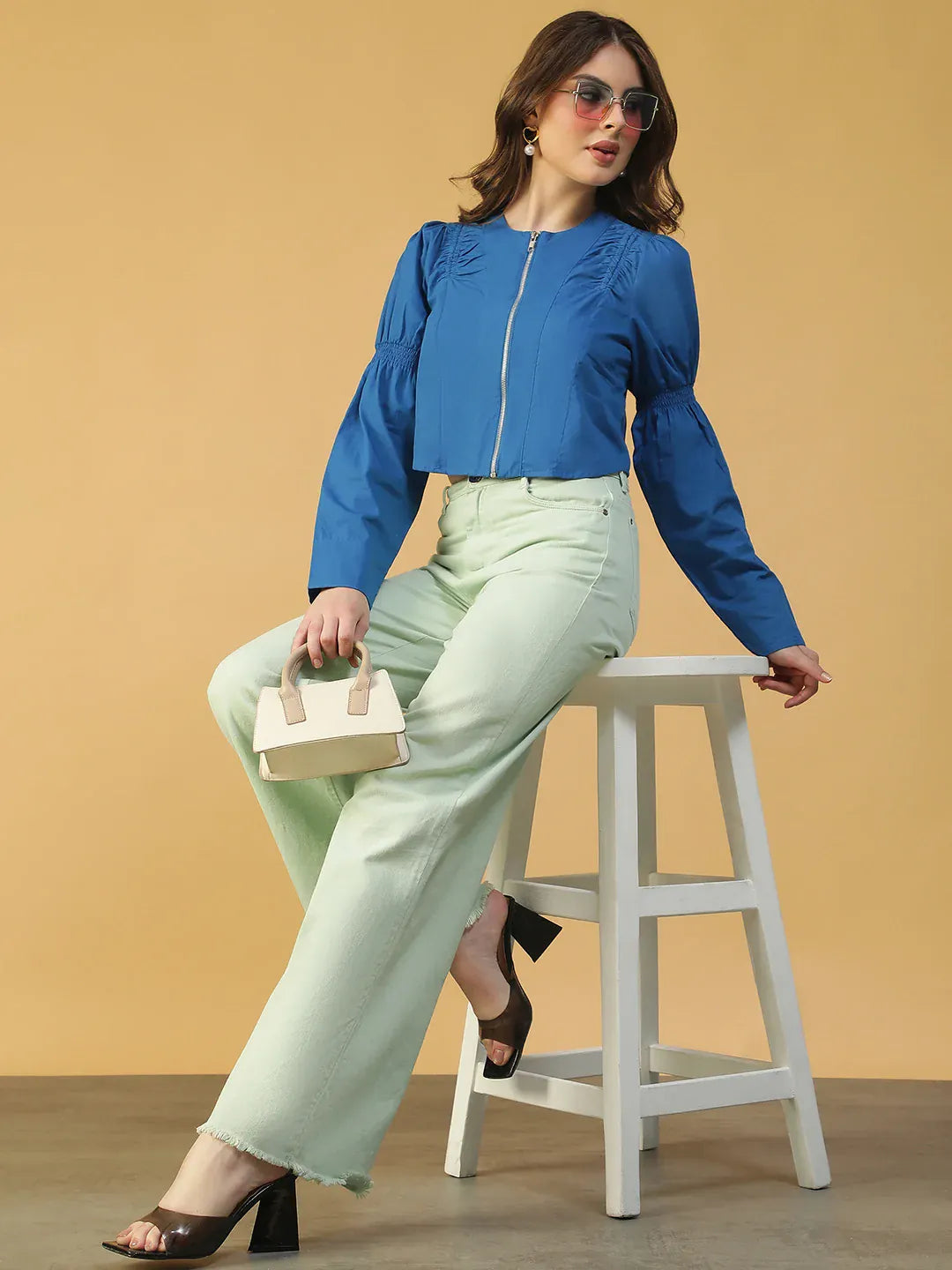 Blue Cotton Women’s  Crop Top