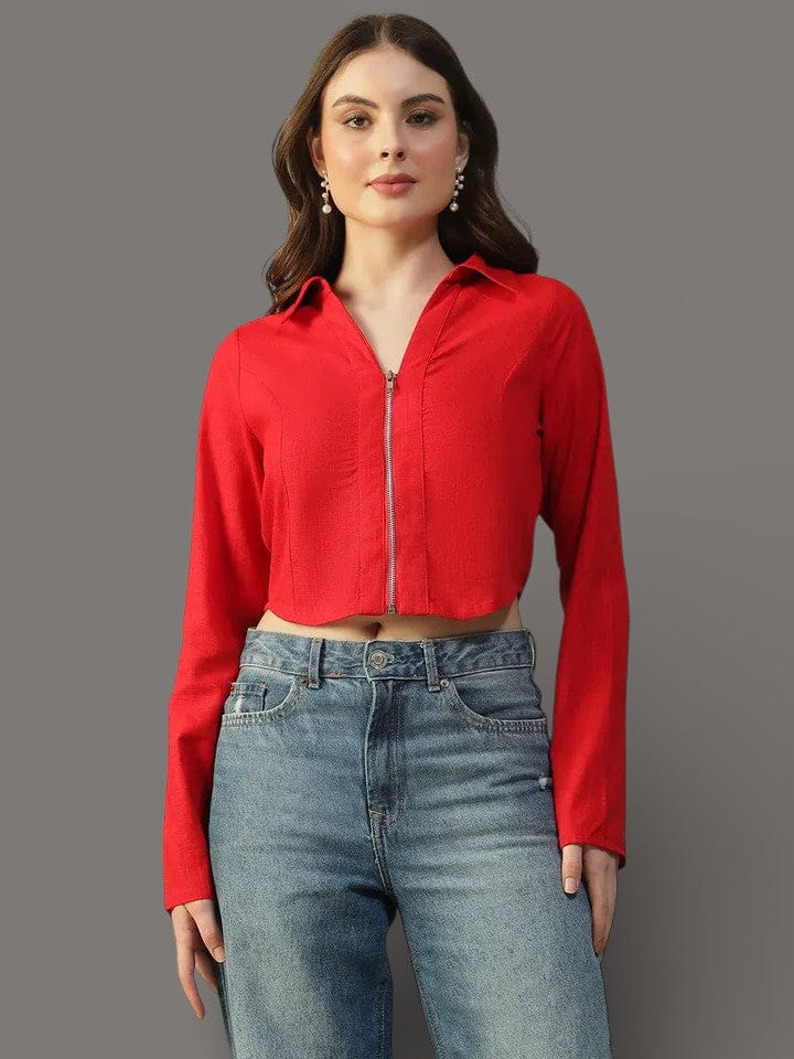 Red Cotton Women’s Crop Top