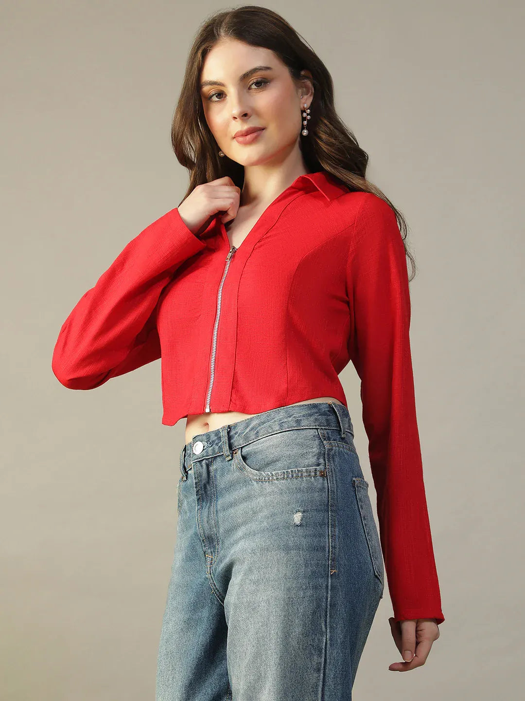 Red Cotton Crop Top