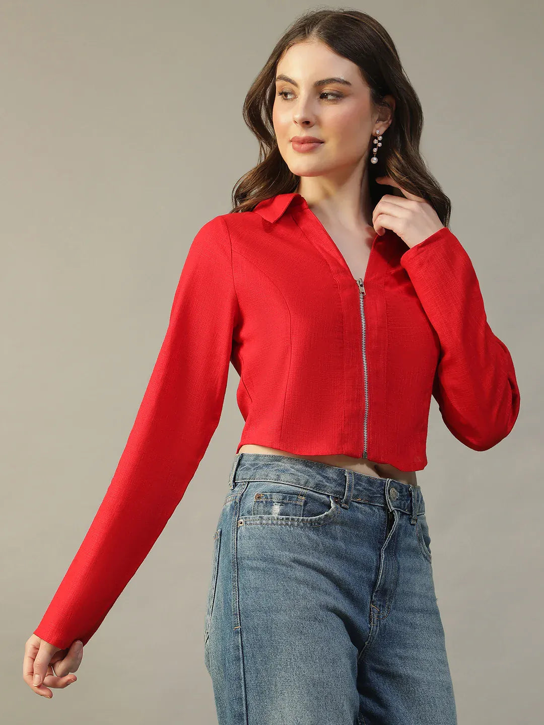 Red Cotton Crop Top