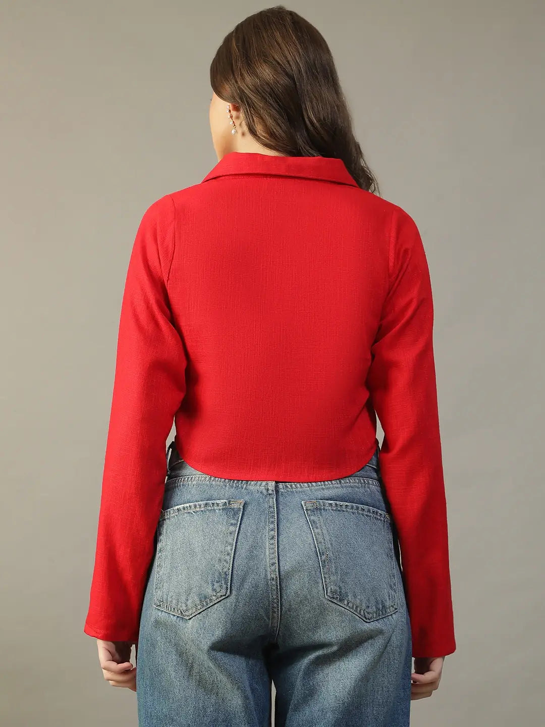 Red Cotton Crop Top