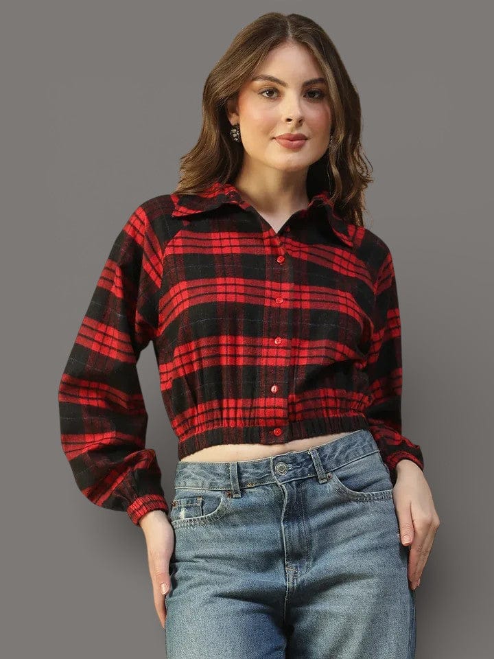 Women's Red Check Cotton Shirt