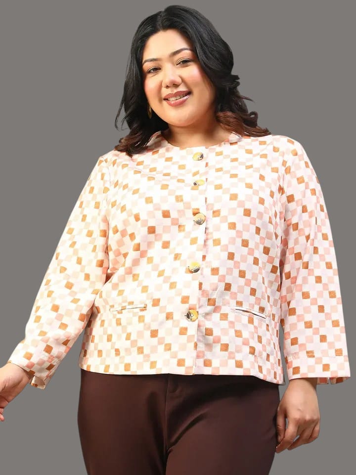 Plus Size Multicolor Check Top