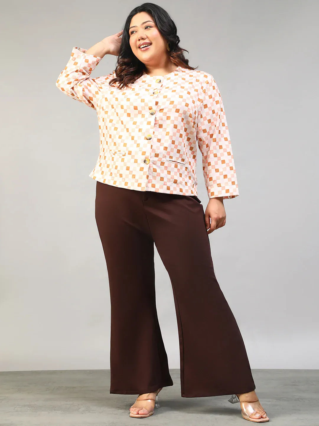 Plus Size Multicolor Check Women’s Top