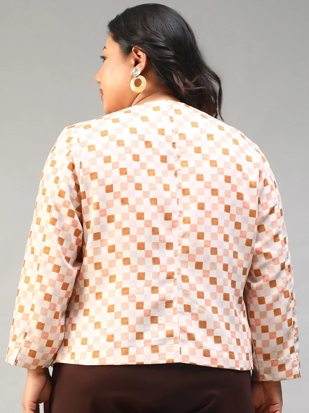 Plus Size Multicolor Check Women’s Top