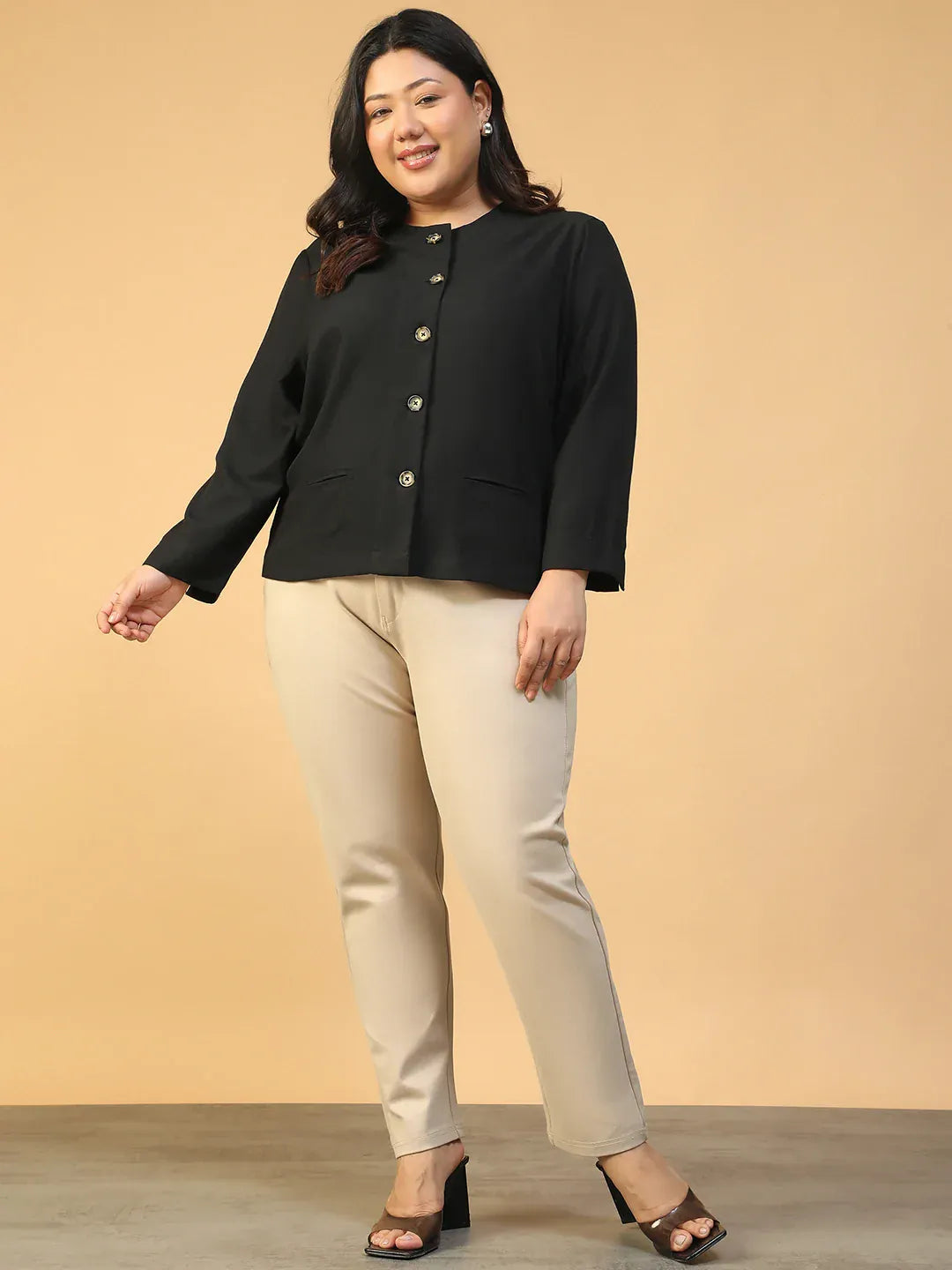 Plus Size Black Button-Down Women’s Top