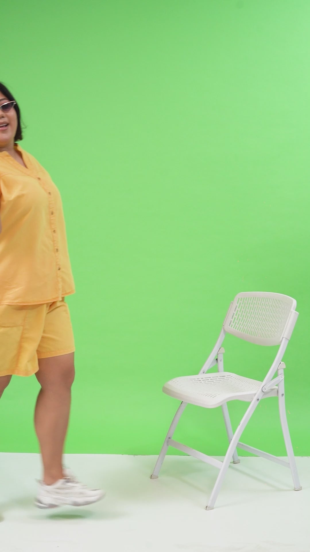 Plus Size Co-Ord Set - Women's Yellow Cotton Denim Shorts & Hip Length Top