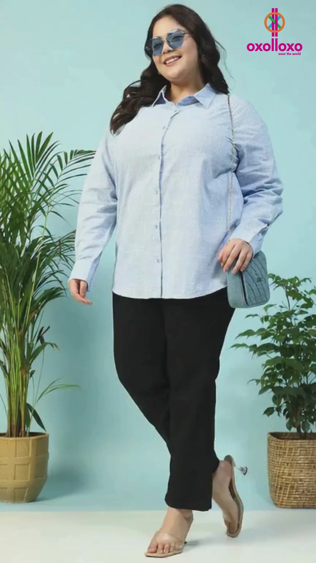 Plus Size Womenâ€™s Blue Stripe Linen Shirt